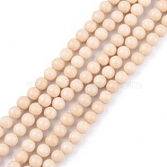 Natural Fossil Beads Strands, Round, 4mm, Hole: 1mm, about 88pcs/strand, 15 inch(X-G-E110-4mm-2)