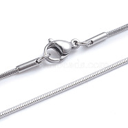 304 Stainless Steel Square Snake Chain Necklaces, with Lobster Claw Clasps, Stainless Steel Color, 27.55 inch(70cm), 1.2mm(NJEW-L173-005-P)