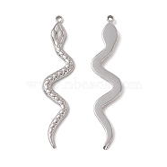 201 Stainless Steel Pendants, Snake Charm, Stainless Steel Color, 43x9x2mm, Hole: 1.6mm(STAS-J401-VC744)