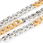 Two Tone 304 Stainless Steel Curb Chains, with Spool, Unwelded, Golden & Stainless Steel Color, 6x3.7x1mm, 32.8 Feet(10m)/roll(CHS-B001-13)