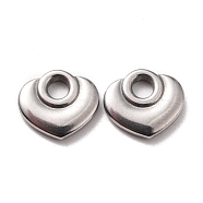 304 Stainless Steel Charms, Heart, Stainless Steel Color, 10.5x12x2mm, Hole: 3mm(STAS-B024-97P-01)