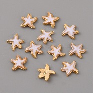 Alloy Enamel Cabochons, Nail Art Decoration Accessories, Golden, Starfish, White, 6x6x1mm(MRMJ-WH0064-45B)