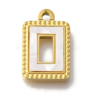 Ion Plating(IP) 304 Stainless Steel Manual Polishing Pendants, with White Acrylic, Golden, Rectangle, 15x10x2mm, Hole: 1.5mm(STAS-M059-01G-A02)