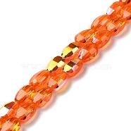 Transparent Electroplate Glass Beads Strands, AB Color Plated, Faceted, Teardrop, Orange, 9x6.2x5mm, Hole: 1.2mm, about 71pcs/strand, 25''(63.5cm)(GLAA-Q099-F01-07)