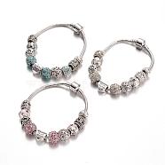 Alloy Rhinestone Bead European Bracelets, with Brass Chain, Mixed Color, 190mm(BJEW-L602-28)