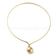 304 Stainless Steel Round Ball Pendant Choker Necklaces, Rigid Necklaces, Golden, Inner Diameter: 5.20 inch(13.2cm)(NJEW-D058-01G)