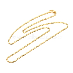 1.5mm Rack Plating Brass Oval Link Chain Necklaces for Women Men, Cadmium Free & Lead Free, 901 Stainless Steel Clasp, Long-Lasting Plated, Real 18K Gold Plated, 19.69 inch(50cm)(MAK-L044-25G)