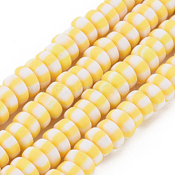 Handmade Polymer Clay Beads Strands, for DIY Jewelry Crafts Supplies, Flat Round, Champagne Yellow, 6.8~8x3mm, Hole: 1.4mm, about 110~116pcs/strand, 15.75 inch(40cm)(CLAY-N008-042I)