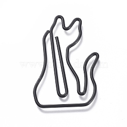 Fox Shape Iron Paperclips, Cute Paper Clips, Funny Bookmark Marking Clips, Black, 42x24.7x1.5mm(TOOL-K006-26C)