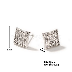 Elegant Valentine's Day Earrings, European and American Fashion Square Stud Earrings, Platinum, 10x2mm(XF9247-2)