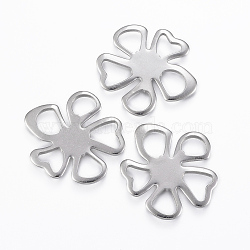 304 Stainless Steel Filigree Joiners, Flower, Stainless Steel Color, 26.5x25x1.5mm, Hole: 5~7mm(STAS-H416-17P)