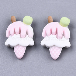 Resin Decoden Cabochons, Imitation Food, Ice Cream, Pink, 26~27x17x8mm(X-CRES-N022-117C)