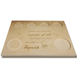 Wooden Wine Serving Tray, Rectangle, Lemon Pattern, 180x250x12.5mm(AJEW-WH0269-002)