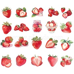 Strawberry Paper Stickers, for Scrapbooking, Travel Diary Craft, Mixed Color, 25~50x35~45mm, 50pcs/set(DIY-H173-17)