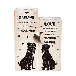SUPERDANT Memorial Series Wooden Candle Holder and Candles Set, for Home Decorations, Rectangle with Word, Dog Pattern, 2sets/bag(AJEW-SD0001-15F)