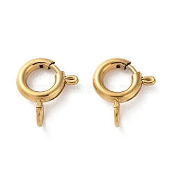 Ion Plating(IP) 304 Stainless Steel Spring Ring Clasps, Real 18K Gold Plated, 8.5x7x1.5mm, Hole: 1.6mm(STAS-C114-04A-G)