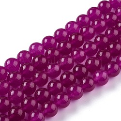 Natural White Jade Beads, Round, Dyed, Medium Violet Red, 10mm, Hole: 1.2mm, about 38pcs/strand, 14.96 inch(38cm)(G-J390-C03-34)