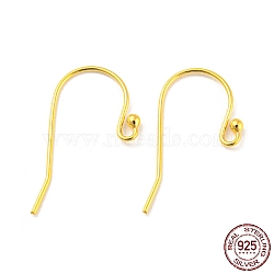 925 Sterling Silver Hoop Earring Findings, Shepherd Crook Style Ear Wire, Real 18K Gold Plated, 21x2mm, Pin: 0.7mm(STER-H107-02G)