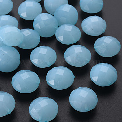 Imitation Jelly Acrylic Beads, Faceted, Flat Round, Light Sky Blue, 18.5x12.5mm, Hole: 1.5mm, about 220pcs/500g(MACR-S373-94-E08)