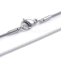 Non-Tarnish 304 Stainless Steel Square Snake Chain Necklaces, with Lobster Claw Clasps, Stainless Steel Color, 27.55 inch(70cm), 1.2mm(NJEW-L173-005-P)