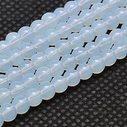 Round Opalite Beads Strands, Grade AA, White, 4mm, Hole: 1mm, about 80pcs/strand, 12 inch(X-GLAA-F033-4mm-01)