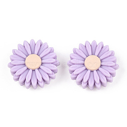 Food Grade Eco-Friendly Silicone Focal Beads, Chewing Beads For Teethers, DIY Nursing Necklaces Making, Daisy, Lilac, 22x8.5mm, Hole: 2mm(SIL-F002-14G)