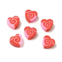 Polymer Clay Bead, Heart, Pink, 8.5x9x4mm, Hole: 2mm(CLAY-Z003-03D)