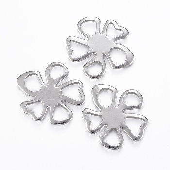 Tarnish Resistant 304 Stainless Steel Filigree Joiners, Flower, Stainless Steel Color, 26.5x25x1.5mm, Hole: 5~7mm