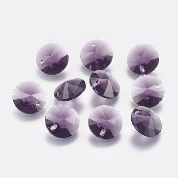 Faceted Glass Rhinestone Charms, Imitation Austrian Crystal, Cone, Amethyst, 6x3mm, Hole: 1mm