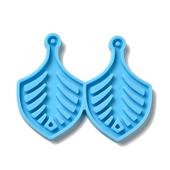 DIY Leaf Pendant Silicone Molds, Resin Casting Molds, for UV Resin & Epoxy Resin Jewelry Making, Deep Sky Blue, 53.5x67x4mm, Hole: 2mm, Inner Diameter: 49.5x31.5mm