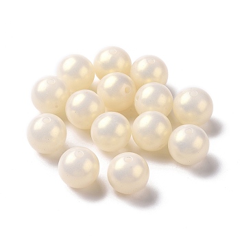 ABS Plastic Beads, Round, Light Yellow, 16mm, Hole: 2.5mm, about 230pcs/500g