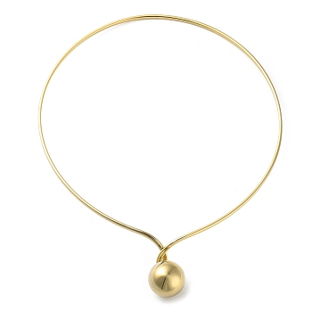 304 Stainless Steel Round Ball Pendant Choker Necklaces, Rigid Necklaces, Golden, Inner Diameter: 5.20 inch(13.2cm)
