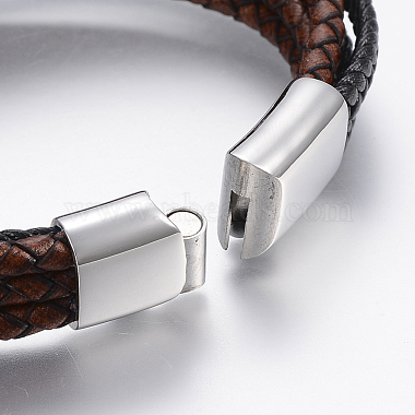 Bracelets multi-rangs avec cordon en cuir(BJEW-F325-21P)-3