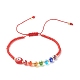 Flat Round Evil Eye Lampwork Braided Bead Bracelet(BJEW-JB07234-01)-1