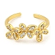 Flower Rack Plating Brass Micro Pave Cubic Zirconia Open Cuff Rings for Women(RJEW-N047-01G-03-RS)-2