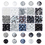 300Pcs 15 Style Baking Paint/Spray Painted Crackle/Drawbench Transparent Glass Beads Strands, Spray Painted, Round, Mixed Color, 8mm, Hole: 1.3~1.6mm, 20pcs/style(DIY-HY0001-33)