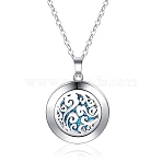 Stainless Steel Pendants Necklaces, with Felt & Glass Mini Hollow Flat Round Perfume Bottle, Box Chain, Stainless Steel Color, Cloud, 27.76 inch(70.5cm)(NJEW-WH20004-12E)