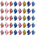 Printed Alloy Enamel Pendants, Butterfly, Platinum, Mixed Color, 24.5x16x2mm, Hole: 2mm, 8color, 5pcs/color, 40pcs(PALLOY-SC0002-37)