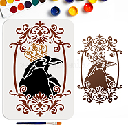 US 1Pc PET Hollow Out Drawing Painting Stencils, for DIY Scrapbook, Photo Album, with 1Pc Art Paint Brushes, Raven, 297x210mm(DIY-MA0004-26A-01)
