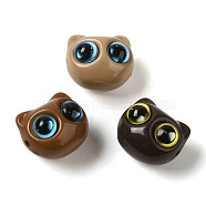 Opaque Acrylic with Resin Beads, Cat Head, Mixed Color, 15x17x13mm, Hole: 1.8mm(OACR-G036-03)