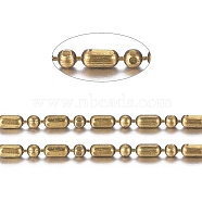 Brass Ball Chains, Ball & Bar Faceted Beaded Chains, Long-Lasting Plated, Soldered, with Spool, Cadmium Free & Nickel Free & Lead Free, Antique Bronze, 2.2x1.2mm and 1.2mm, about 32.8 Feet(10m)/roll(X-CHC-S008-010E-AB)