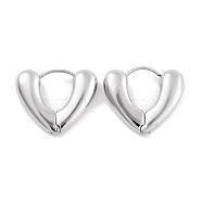 304 Stainless Steel Heart Huggie Hoop Earrings for Women, with 316 Stainless Steel Pins, Stainless Steel Color, 21.5x6x25mm(EJEW-C096-16P)