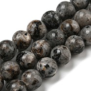 Natural Larvikite Beads Strands, Dyed, Round, Dark Gray, 8~8.5mm, Hole: 1mm, about 47~49pcs/strand, 14.5 inch~14.9 inch(37~38cm)(G-E443-A36)