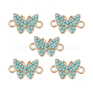 Alloy Connector Charms, with Synthetic Turquoise, Butterfly Links, Golden, 12.5x21x3mm, Hole: 2mm(PALLOY-YW0001-58)