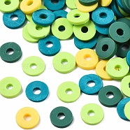Handmade Polymer Clay Beads, Heishi Beads, for DIY Jewelry Crafts Supplies, Disc/Flat Round, Dark Turquoise, 6x1mm, Hole: 2mm, about 26000pcs/1000g(CLAY-T019-02B-35)