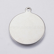 201 Stainless Steel Stamping Blank Tag Pendants, Flat Round, Stainless Steel Color, 29x25x1mm, Hole: 2.5mm(STAS-P225-038P)