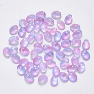 Transparent Glass Charms, Two Tone, Oval, Plum, 8.5x6x4.5mm, Hole: 1mm(GLAA-R211-05-A03)