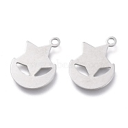 201 Stainless Steel Charms, Laser Cut, Star with Moon, Stainless Steel Color, 12x8.5x0.5mm, Hole: 1mm(STAS-K212-11P)
