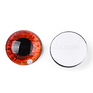 Glass Cabochons, Half Round with Eye, Orange Red, 20x6.5mm(GGLA-T004-03B)