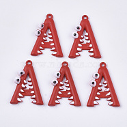 Spray Painted Alloy Pendants, Letter A, Red, 25x17.5x4.5mm, Hole: 1.5mm(X-PALLOY-N0149-01C)